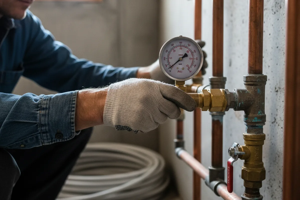 Pressure testing a repaired line during Water Line Repair in Lehighton